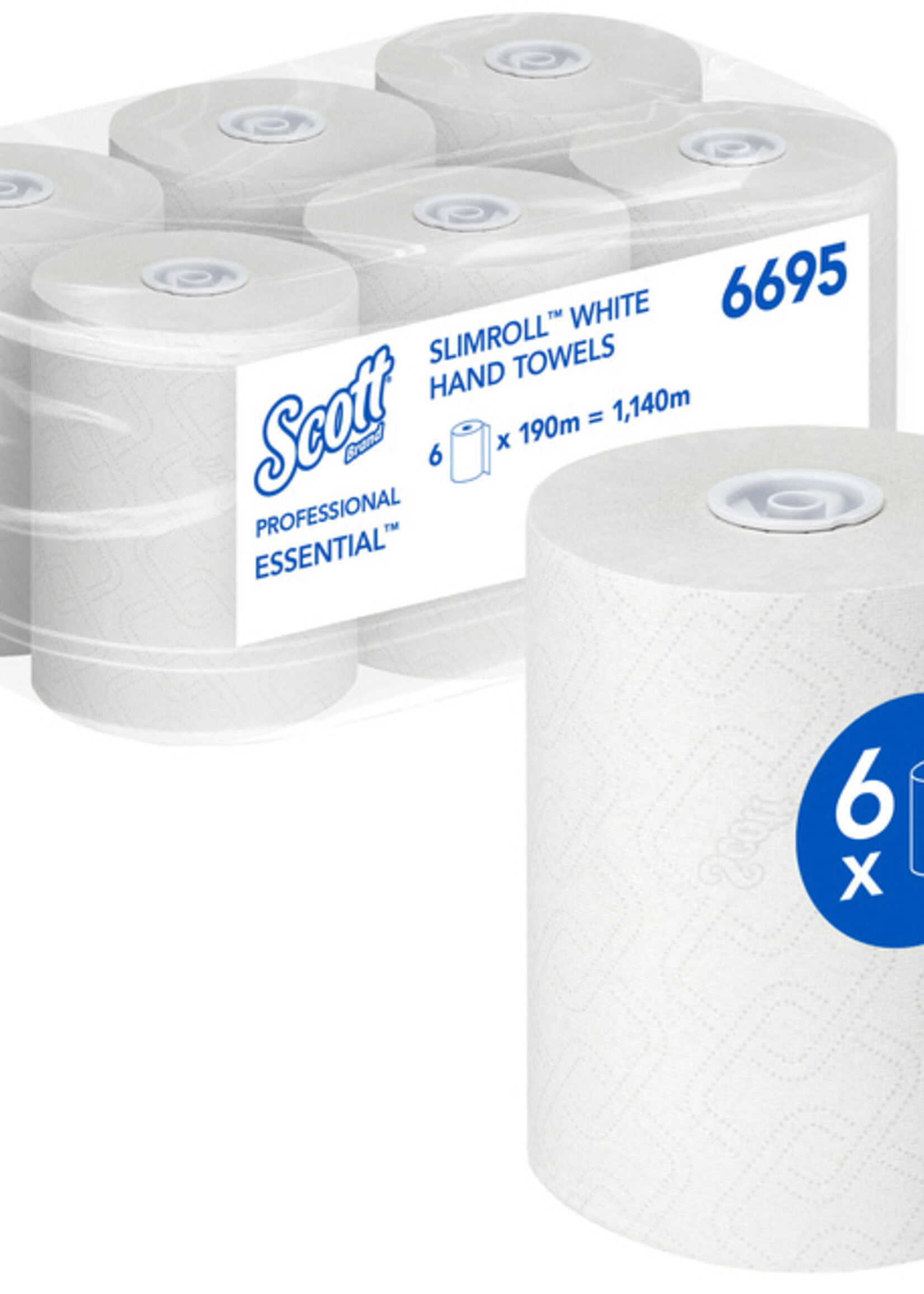 Scott Essuie-mains Scott Essential Slimroll 6695 1 ép 190m blanc