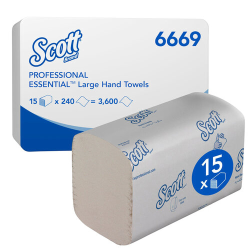 Scott Essuie-mains Scott Essential 6669 pli-I 1 ép 20x32cm 15x240 feuilles blanc