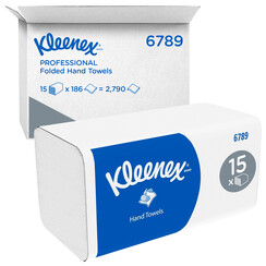 Essuie-mains Kleenex 6789 pli-i 2 ép 21x21,5cm blanc 15x 186 pièces