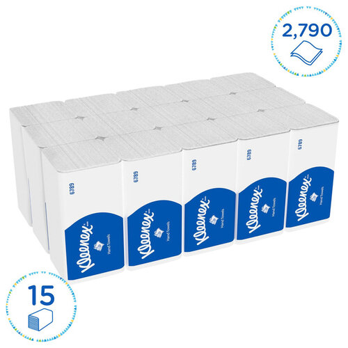 Kleenex Essuie-mains Kleenex 6789 pli-i 2 ép 21x21,5cm blanc 15x 186 pièces