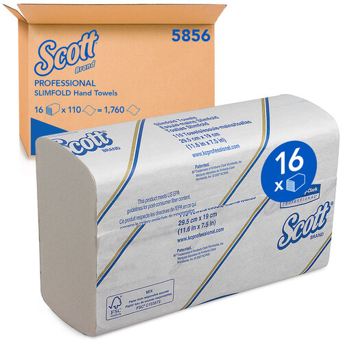 Scott Essuie-mains Scott Slimroll 5856 pli-M 1 ép 19x29,5cm 16x110 feuilles blanc