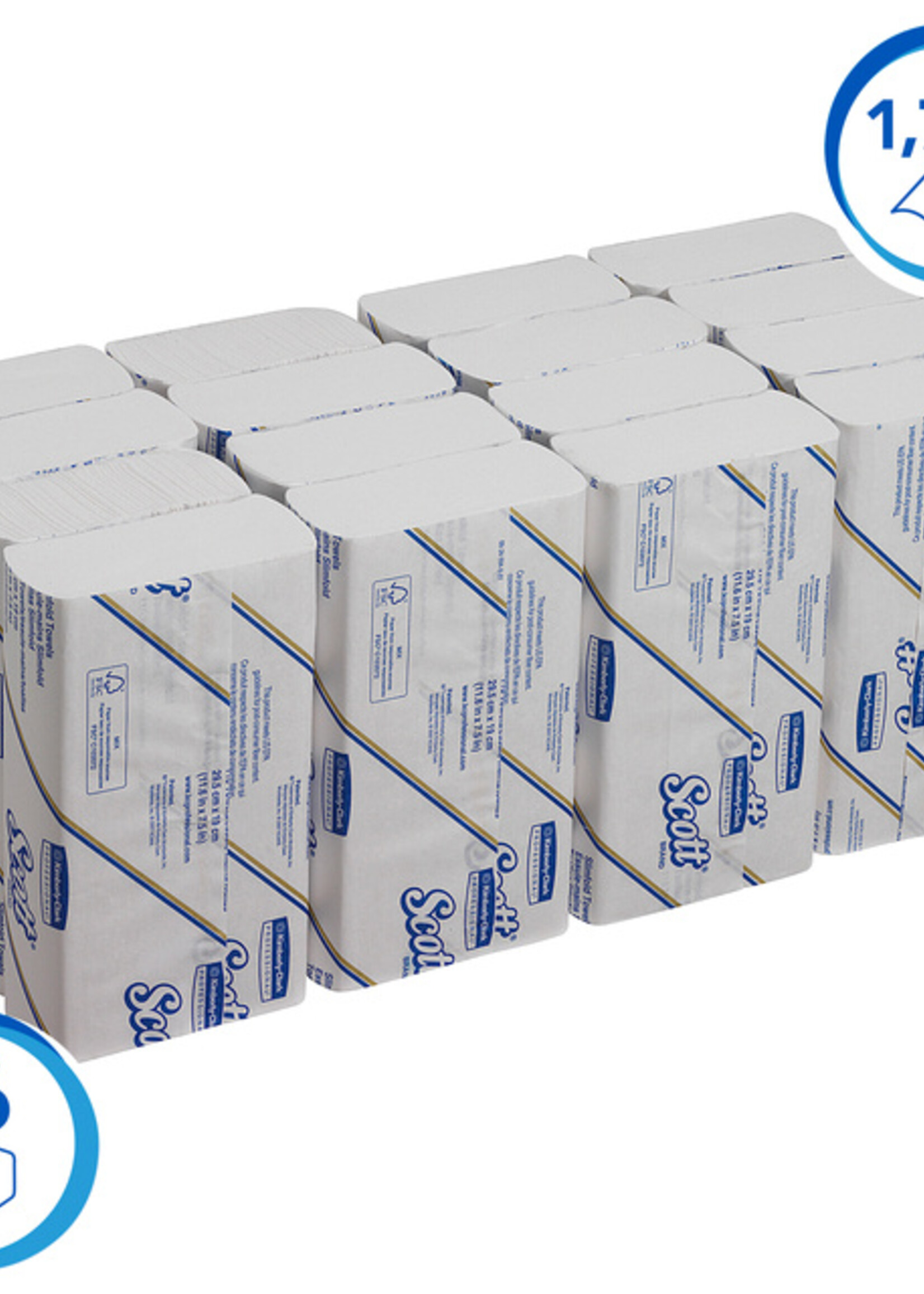 Scott Handdoek Scott Slimfold m-vouw 1-laags 19x29,5cm wit 16x110stuks 5856