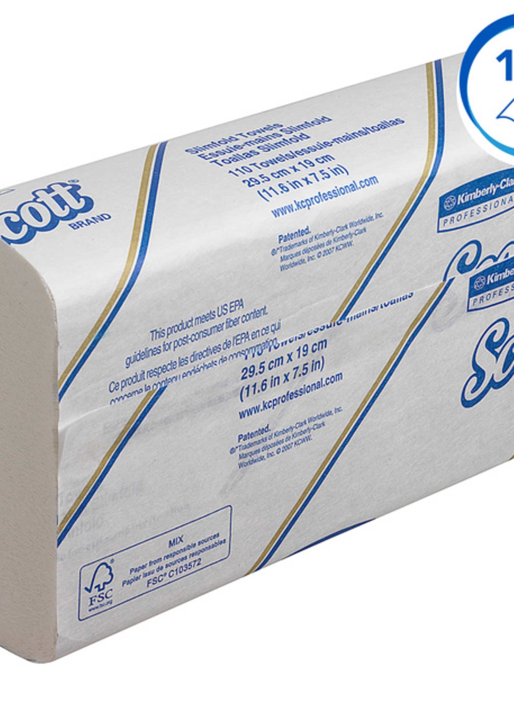 Scott Handdoek Scott Slimfold m-vouw 1-laags 19x29,5cm wit 16x110stuks 5856