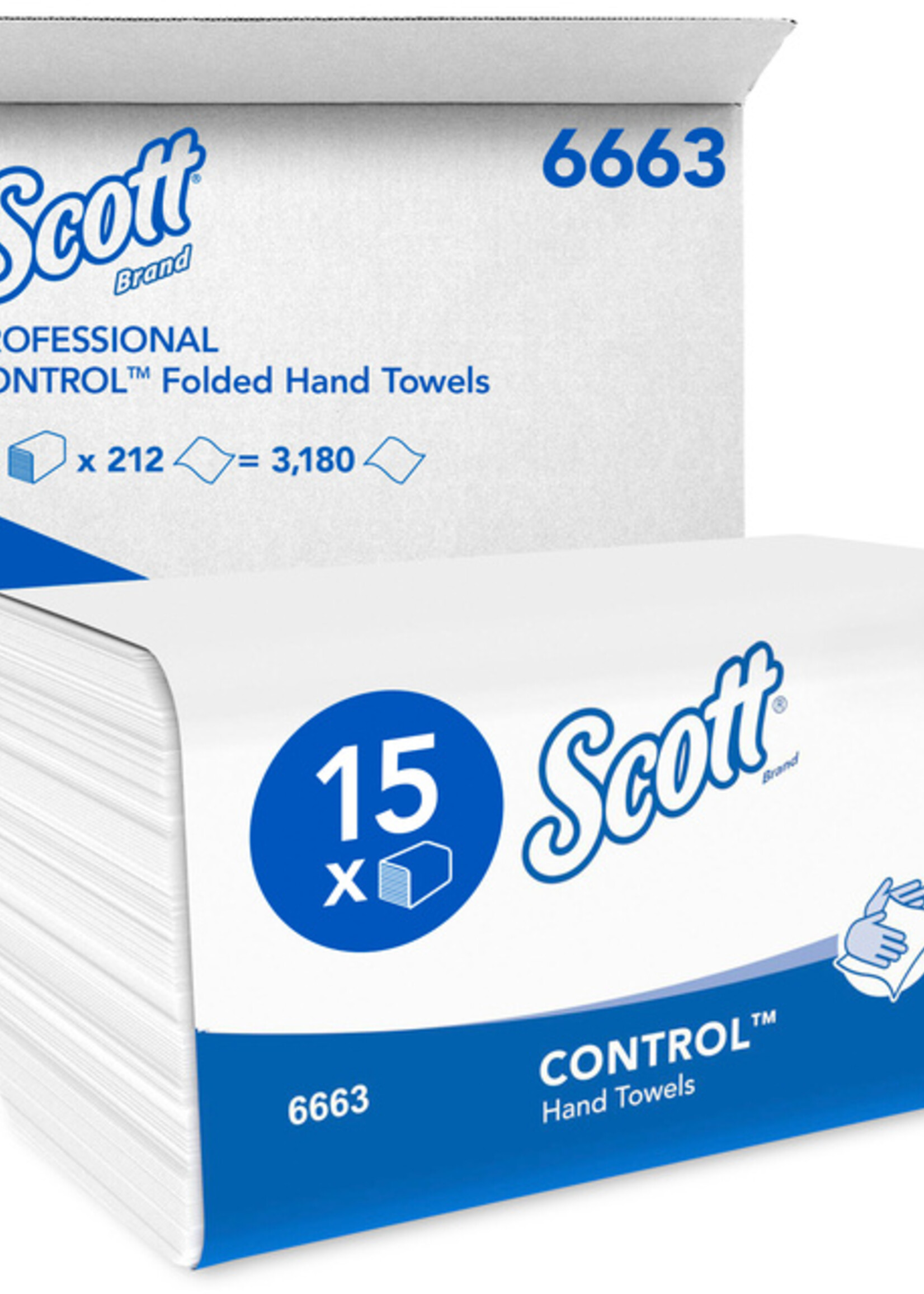 Scott Handdoek Scott  i-vouw 1-laags 21.5x31.5cm wit 15x212stuks 6663