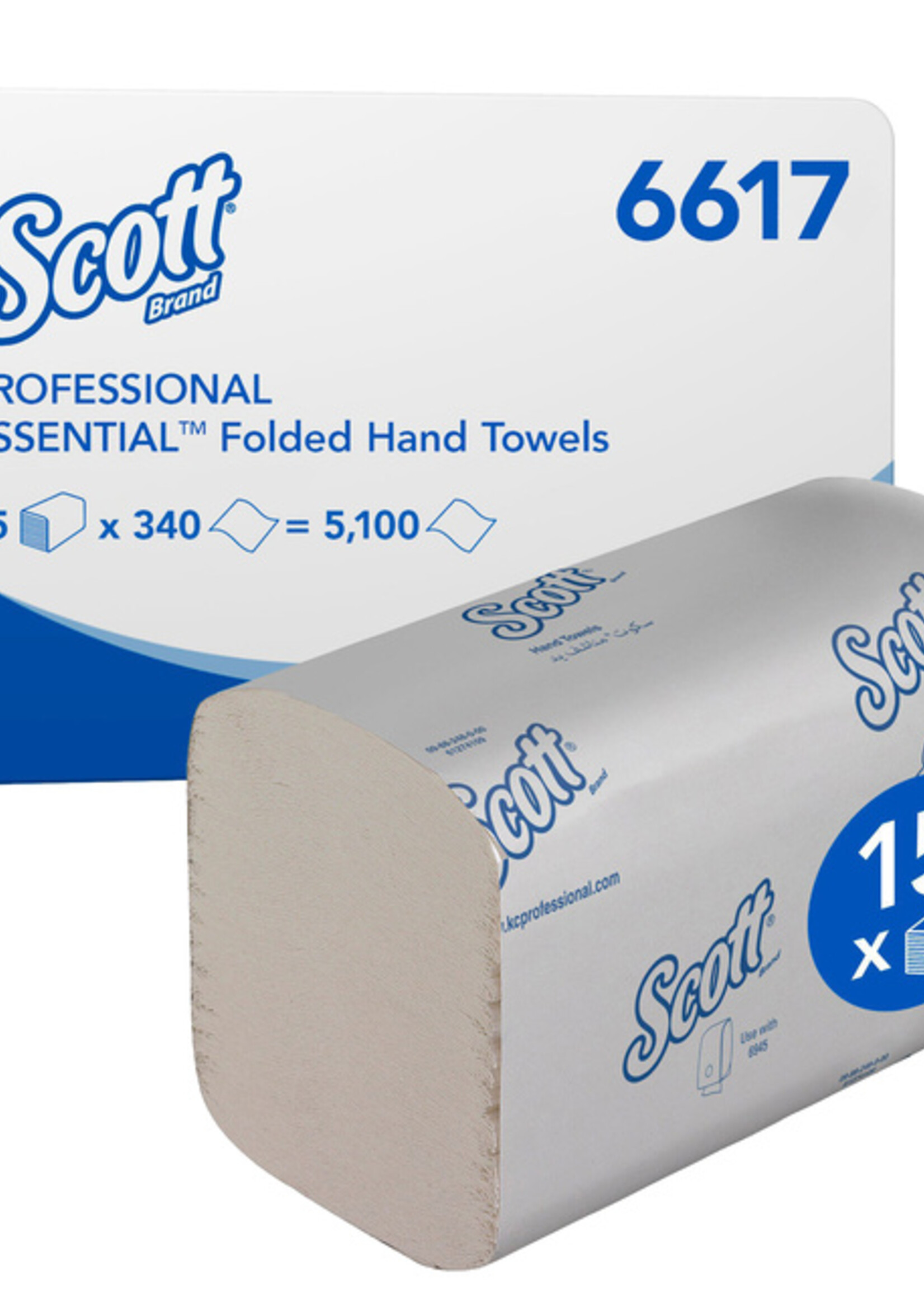 Scott Handdoek Scott Essential i-vouw 1-laags 20x21cm wit 15x340stuks 6617