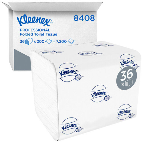 Kleenex Papier toilette plié Kleenex 8408 2 épaisseurs 36x200 feuilles blanc