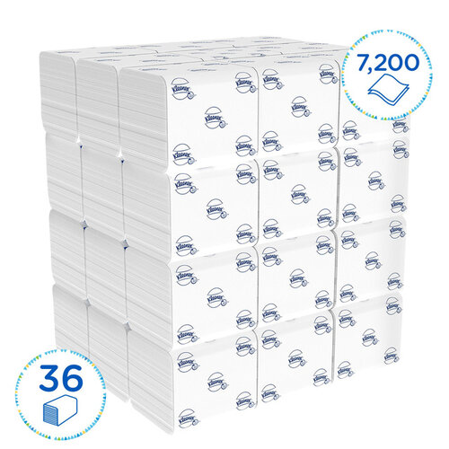 Kleenex Papier toilette plié Kleenex 8408 2 épaisseurs 36x200 feuilles blanc