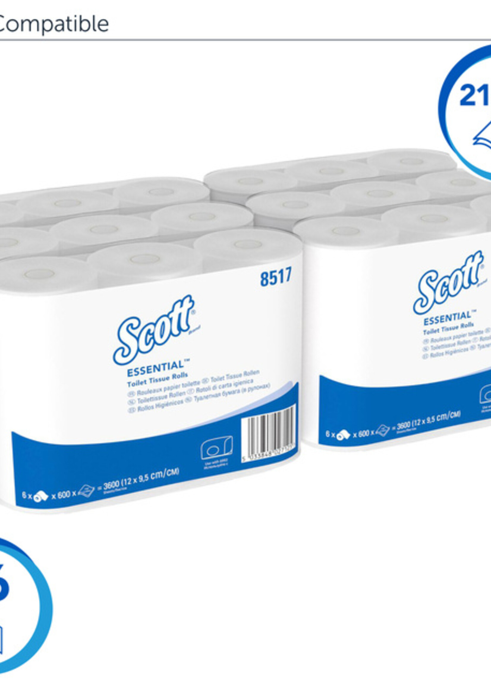 Scott Toiletpapier Scott Essential 2-laags 600vel wit 8517