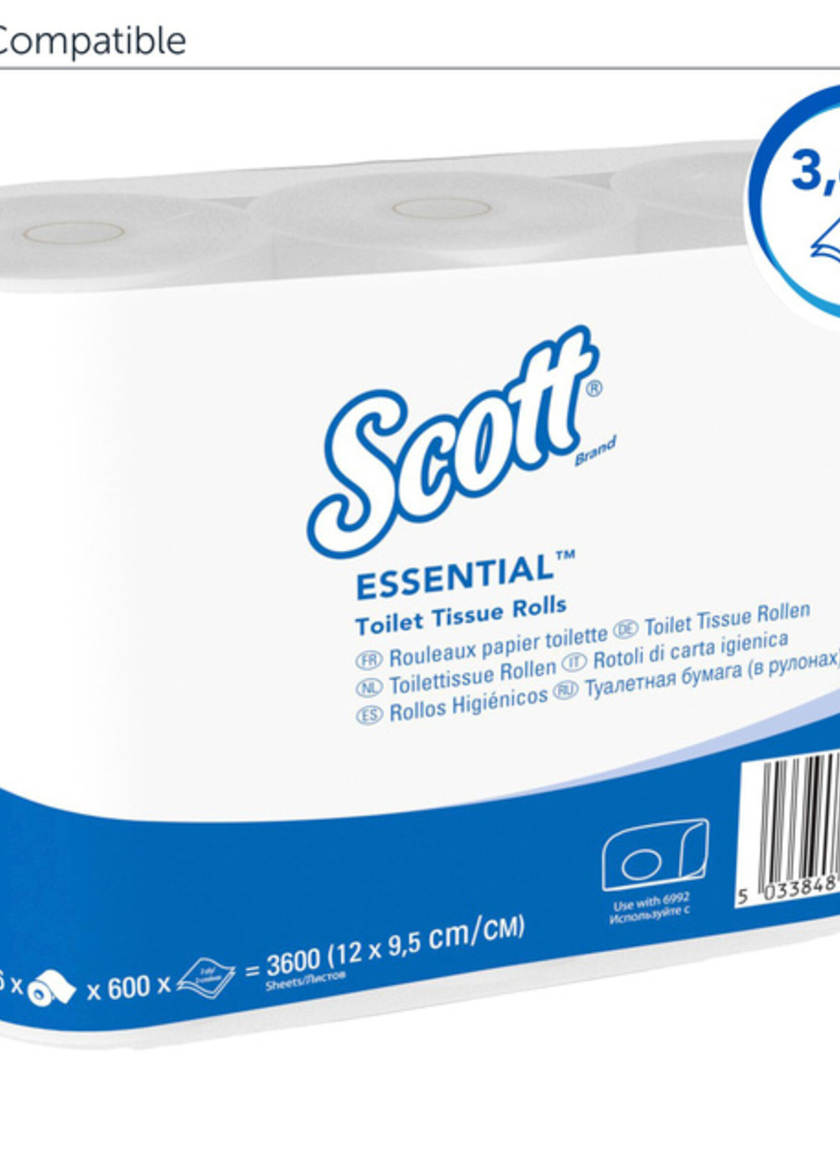Scott Toiletpapier Scott Essential 2-laags 600vel wit 8517