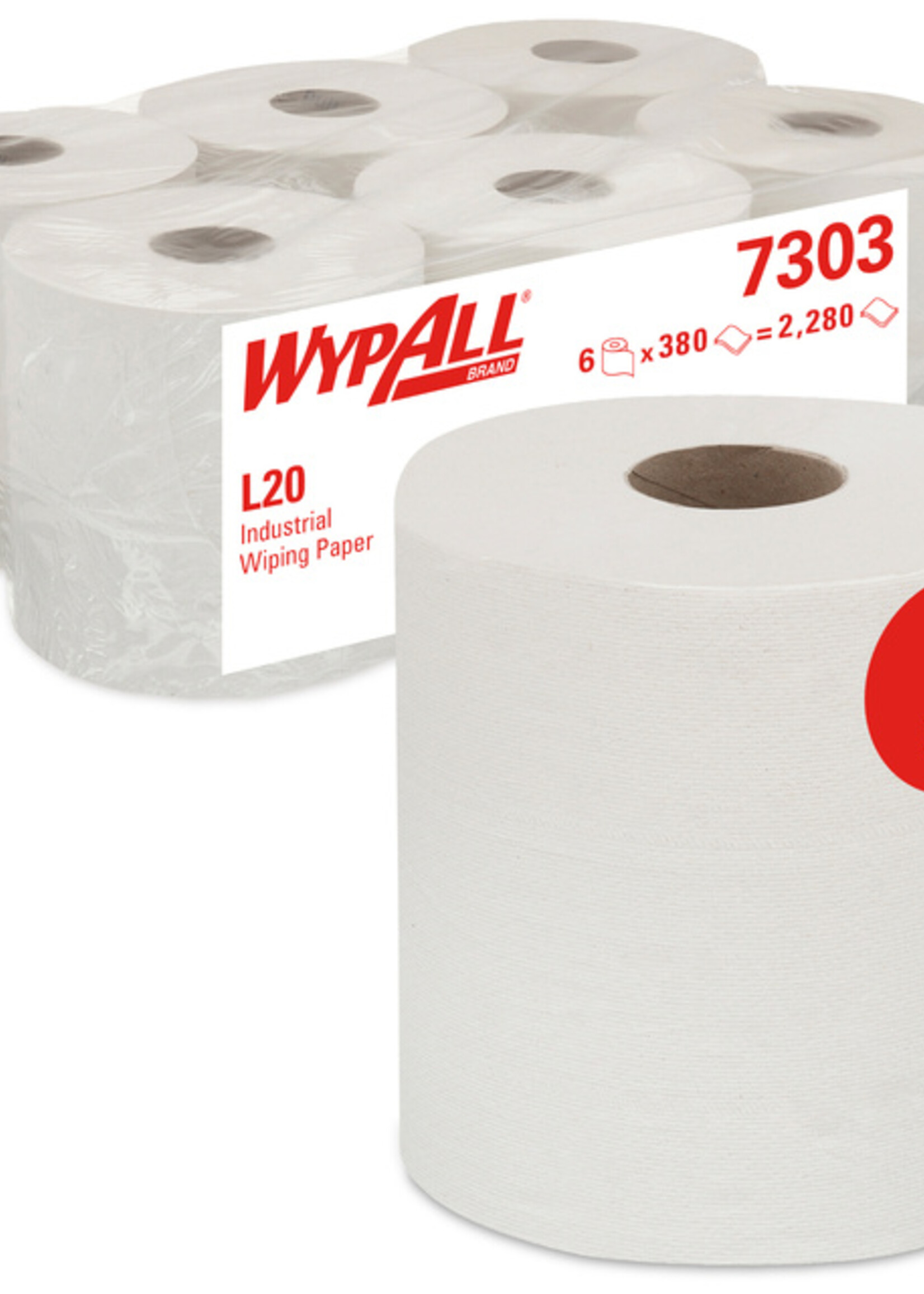 WypAll Poetsrol WypAll L20 2-laags 18,3cmx144m 380vel wit 7303