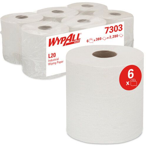 WypAll Poetsrol WypAll L20 2-laags 18,3cmx144m 380vel wit 7303