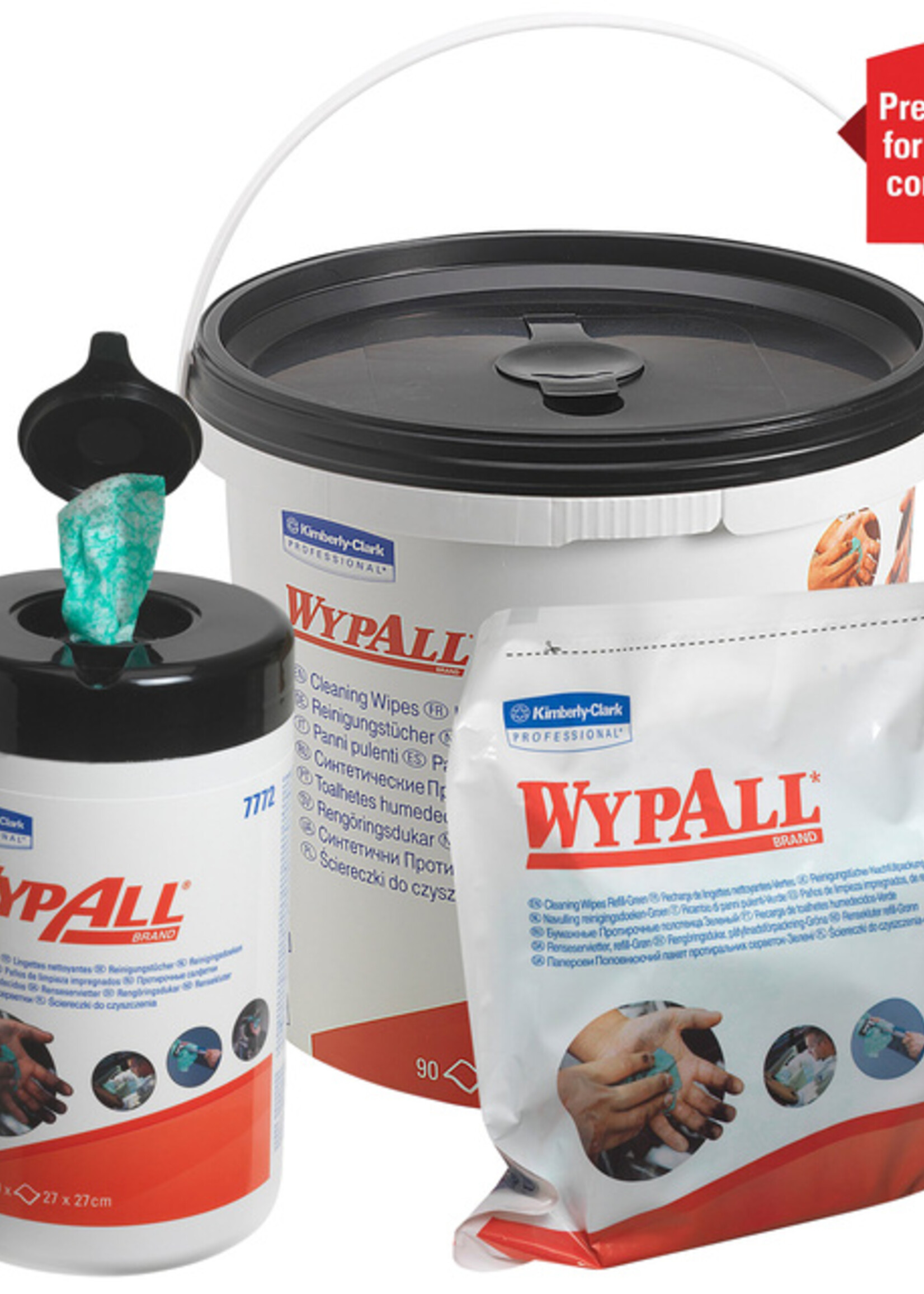 WypAll Reinigingsdoek WypAll geïmpregneerd 27x27cm 50vel per bus groen 7772