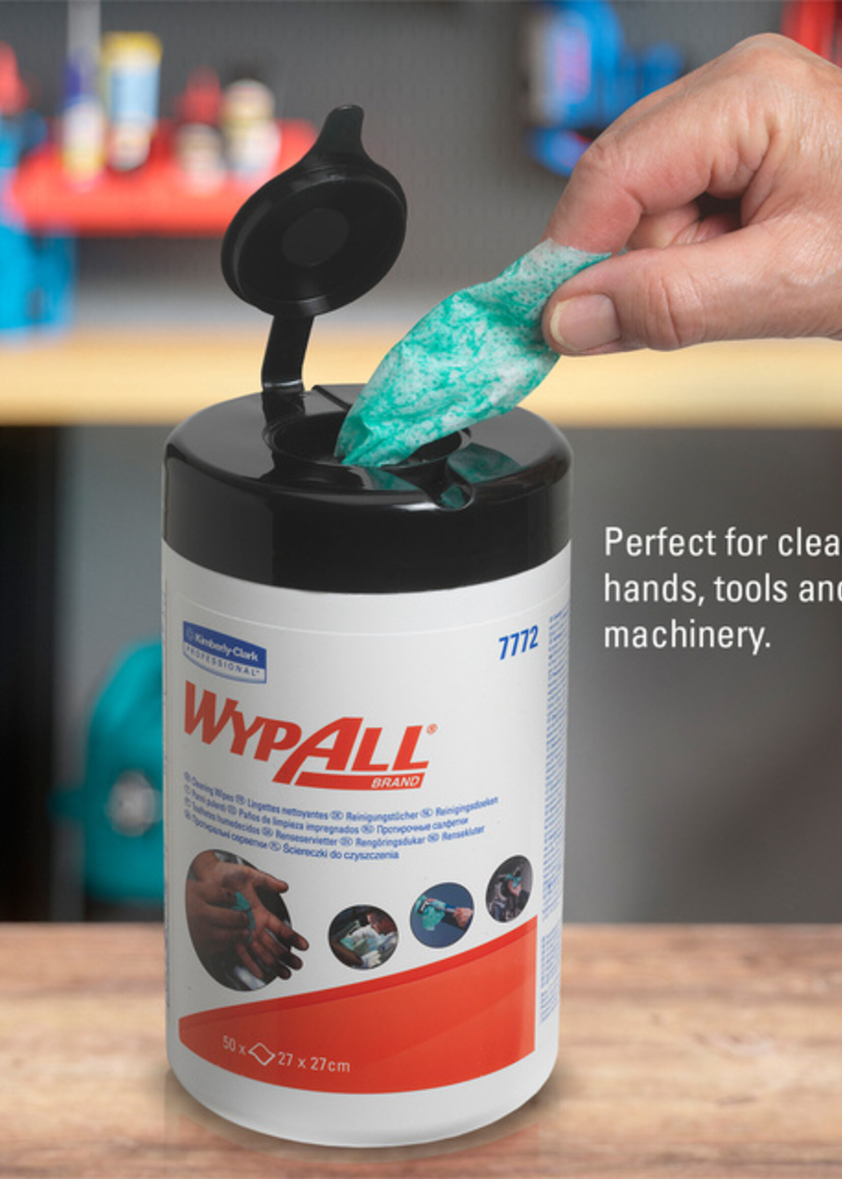 WypAll Reinigingsdoek WypAll geïmpregneerd 27x27cm 50vel per bus groen 7772