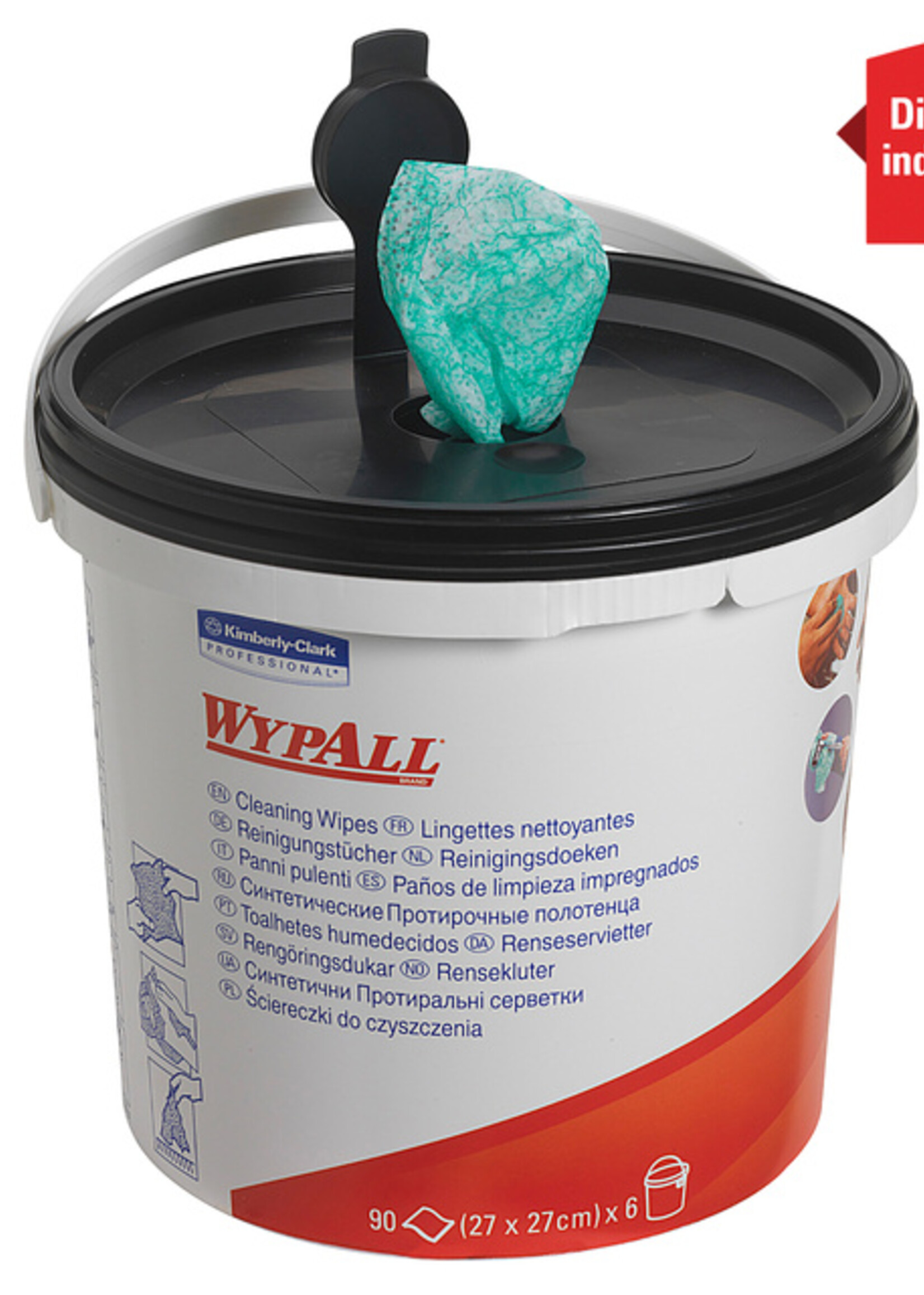 WypAll Lingettes nettoyantes WypAll 7775 imprégnées 27x27cm baril 90 feuilles vert
