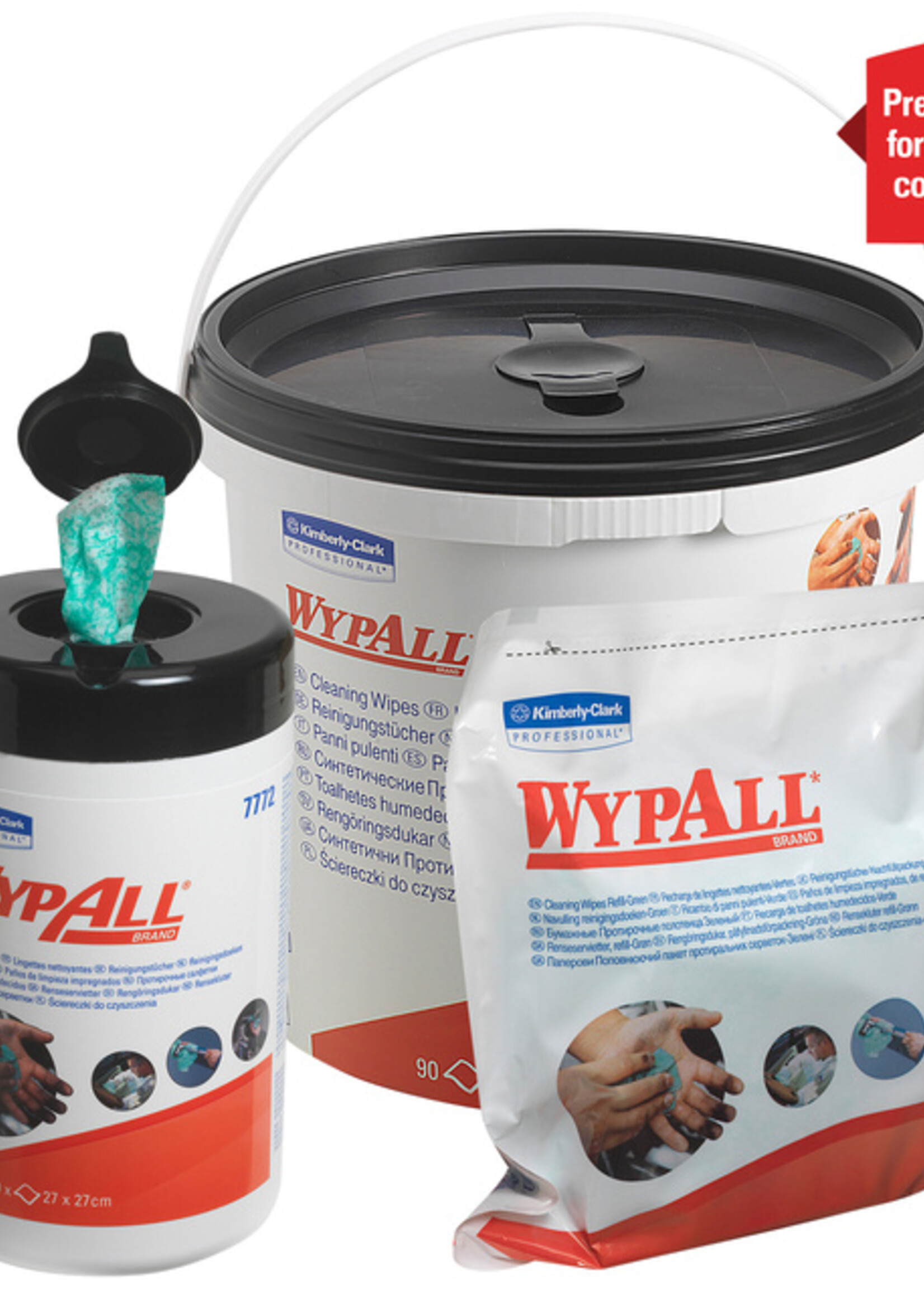 WypAll Lingettes nettoyantes WypAll 7775 imprégnées 27x27cm baril 90 feuilles vert