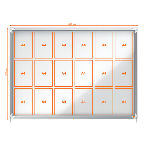 Nobo Binnenvitrine Nobo Premium Plus 18x A4 schuifdeur magnetisch
