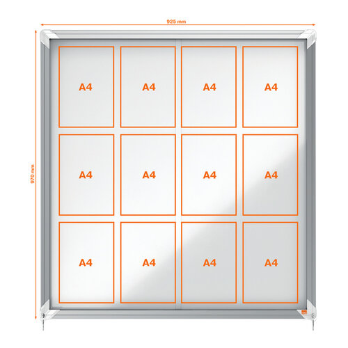 Nobo Binnenvitrine Nobo Premium Plus 12x A4 schuifdeur magnetisch