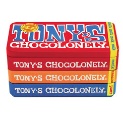 Chocolat Tony's Chocolonely lait.noir et caramel au sel marin boîte 540g