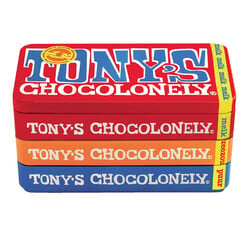 Chocolat Tony's Chocolonely lait.noir et caramel au sel marin boîte 540g