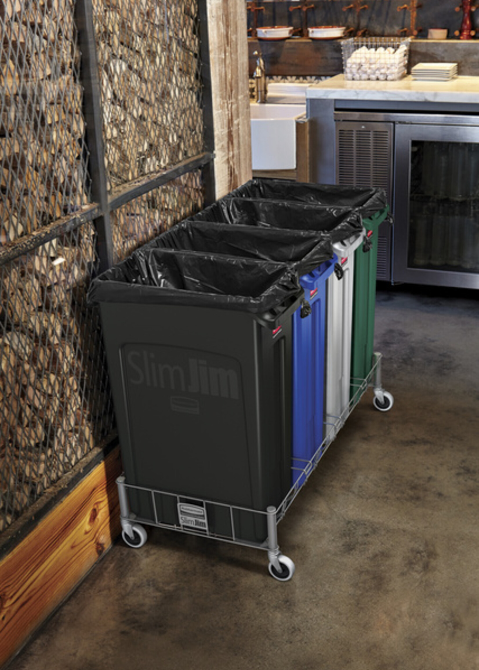 Rubbermaid Collecteur Rubbermaid Slim Jim Vented avec conduits d'aération 60L bleu