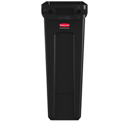 Afvalbak Rubbermaid Slim Jim Vented met luchtsleuven 60liter zwart