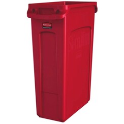 Afvalbak Rubbermaid Slim Jim Vented met luchtsleuven 87liter rood