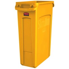 Afvalbak Rubbermaid Slim Jim Vented met luchtsleuven 87liter geel