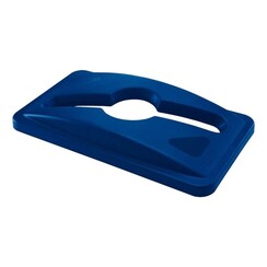 Deksel Rubbermaid Slim Jim Vented inwerpopening voor gemengde recycling blauw