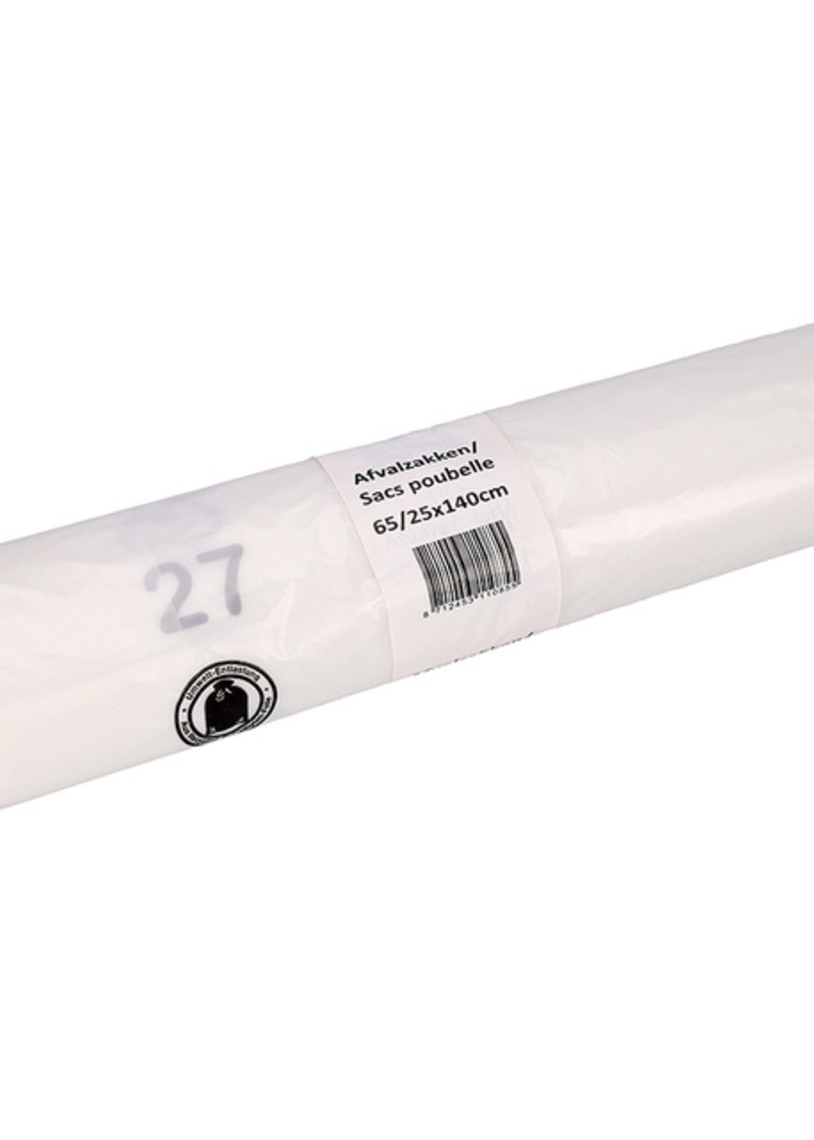 Cleaninq Afvalzak Cleaninq 65/25x140cm HDPE recycled T25 240L transparant