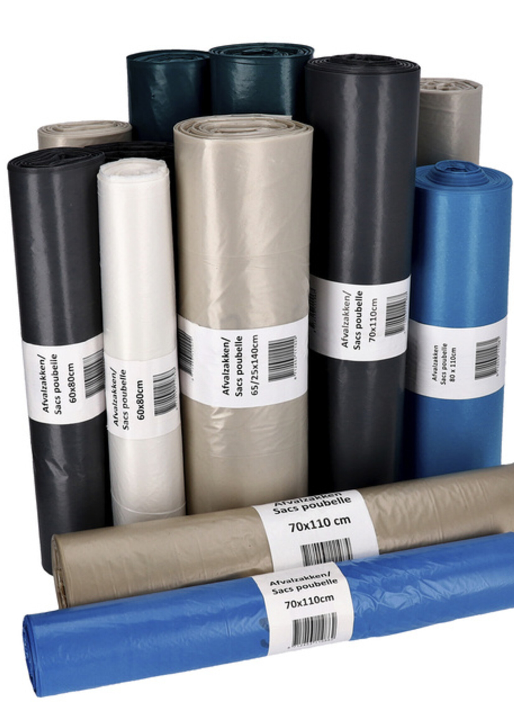 Cleaninq Afvalzak Cleaninq 65/25x140cm HDPE recycled T25 240L transparant