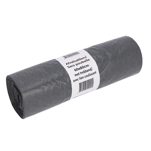Cleaninq Afvalzak Cleaninq 60x80cm LDPE recycled T30 60L met trekband grijs