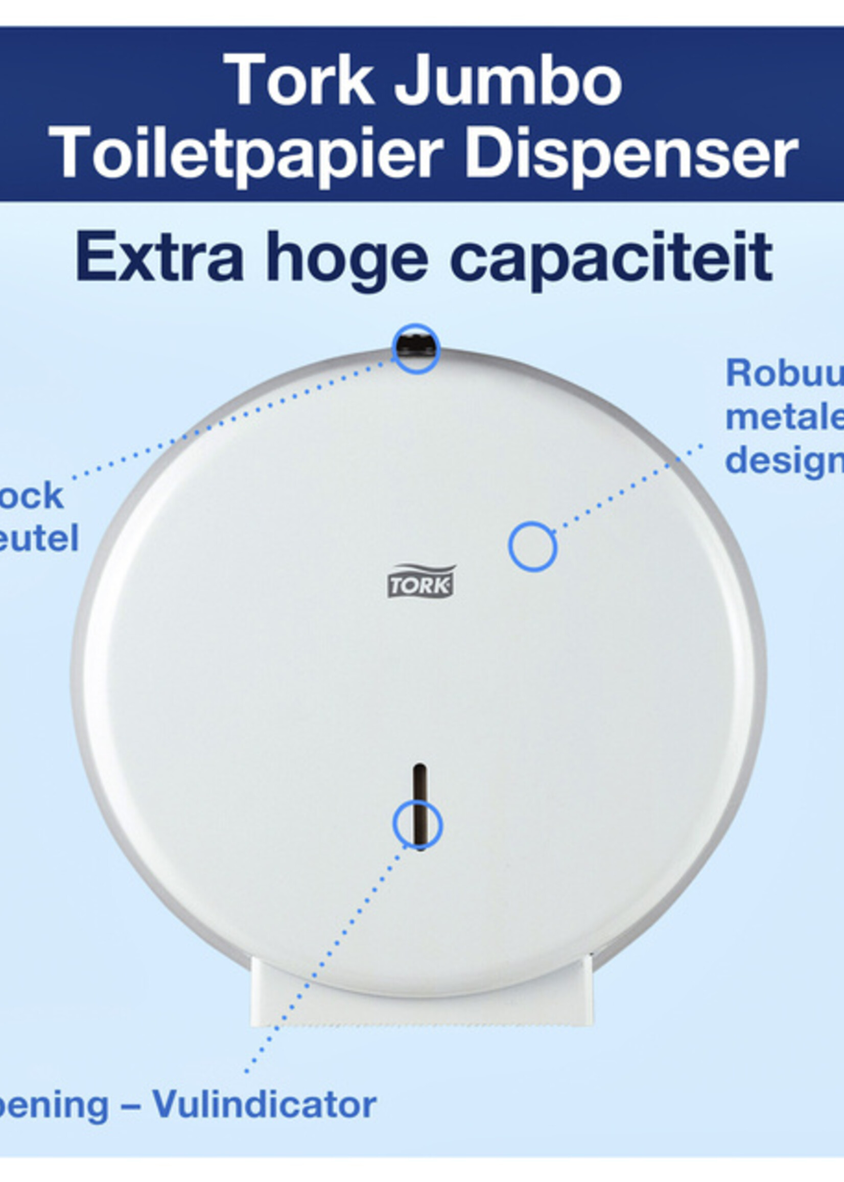 Tork Toiletpapierdispenser Tork Jumbo T1 metaal wit 246040