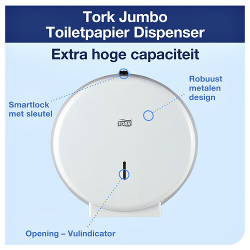 Tork Distributeur papier toilette Tork Jumbo T1 246040 métal blanc