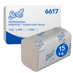 Essuie-mains Scott Essential 6617 pli-I 1 épaisseur 20x21cm 15x340 fls blanc
