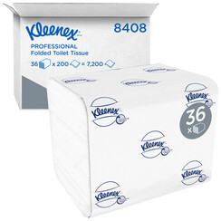Papier toilette plié Kleenex 8408 2 épaisseurs 36x200 feuilles blanc