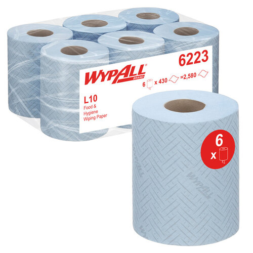 WypAll Poetsrol WypAll L10  1-laags 18,3cm163m 430vel blauw 6223