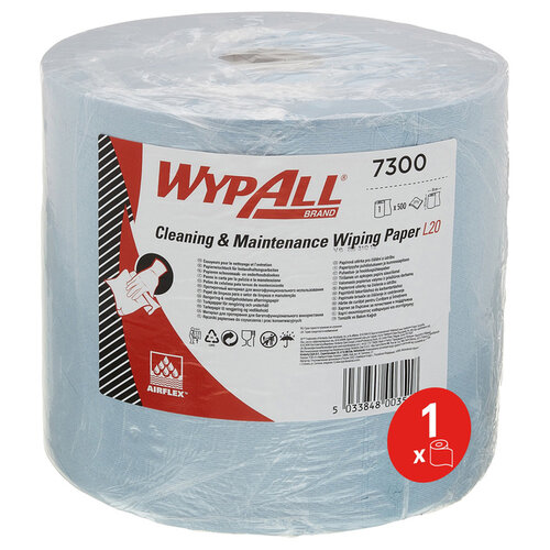 WypAll Poetsrol WypAll L20  2-laags 23,5x190m 500vel blauw 7300