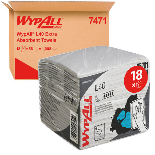 WypAll Poetsdoek WypAll L40 1-laags 304x317mm 18x56stuks wit 7471