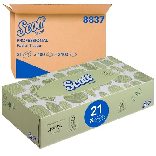 Scott Facial tissues Scott 2-laags standaard 21x100stuks wit 8837