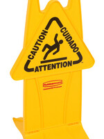 Rubbermaid Panneau d'avertissement Rubbermaid 2 faces multilingue 66cm jaune