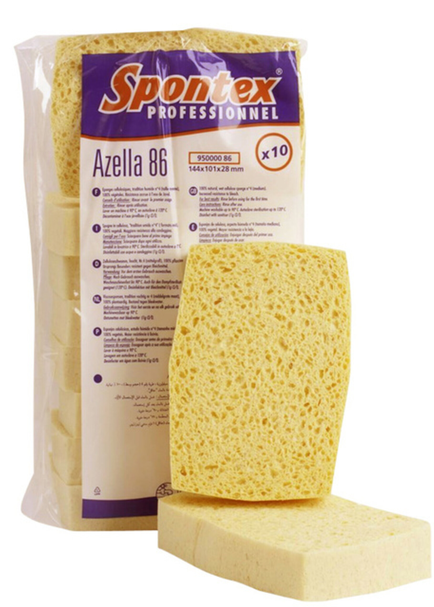 Spontex Spons Spontex Azella 86 viscose glazenwassersspons 144x101x28mm 10 stuks
