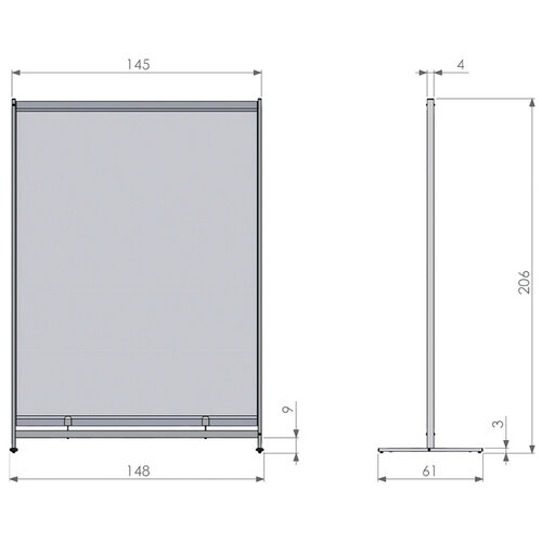 Nobo Vloerscheidingspaneel Nobo vrijstaand doorzichtig PVC 1480x2060mm