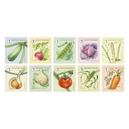 Postzegels Timbre poste Belgique valeur 1 autocollant non-priorité 5x 10 pièces