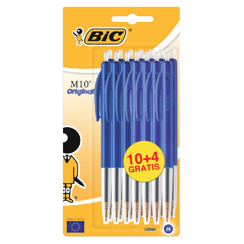 Bic Stylo bille BIC M10 Medium bleu blister 10+4 gratuits