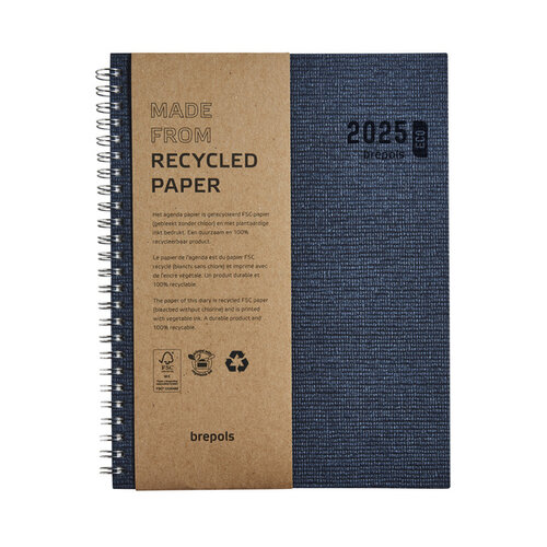 Brepols Agenda 2025 Brepols Ecotiming Kazar 7jours/2 pages spirale bleu