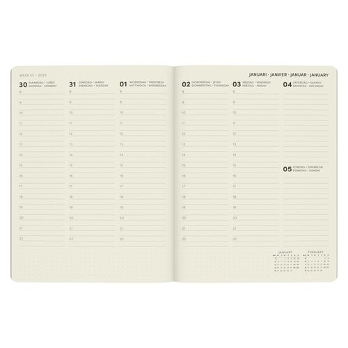 Lannoo Agenda 2025 Lannoo A5 QC Colour 7 jours/2 pages