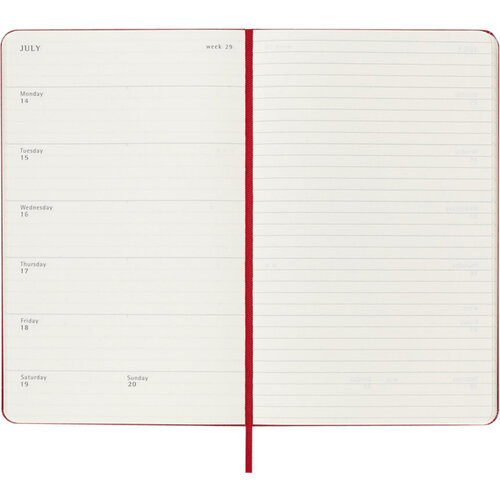 Moleskine Agenda 2025 Moleskine 12M Planner Weekly 7dagen/1pagina large hc scarlet red