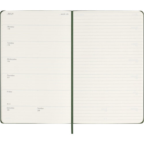 Moleskine Agenda 2025 Moleskine 12 mois Planner Weekly 7j/1p Large rigide vert myrte