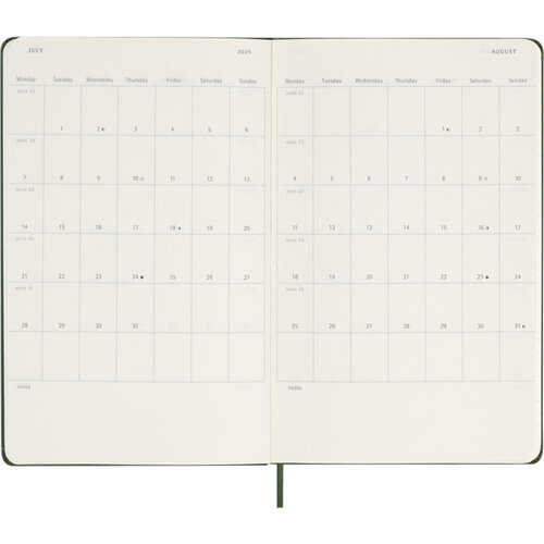 Moleskine Agenda 2025 Moleskine 12 mois Planner Weekly 7j/1p Large rigide vert myrte