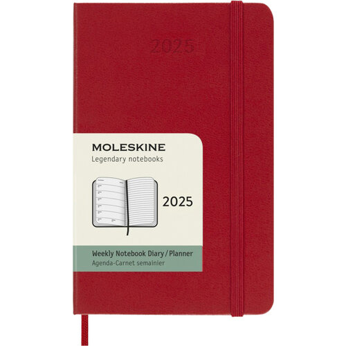 Moleskine Agenda 2025 Moleskine 12 mois Planner Weekly 7j/1p Pocket souple rouge écarlate